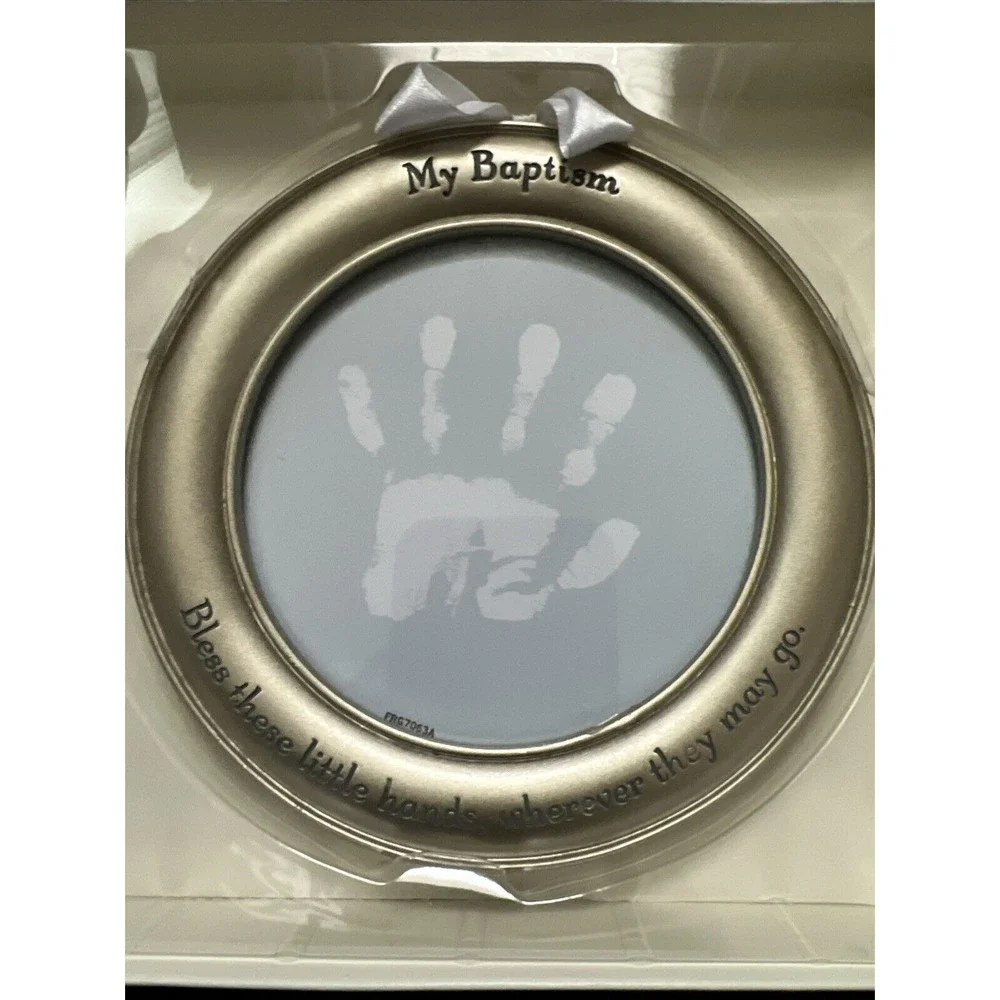Hallmark Baptism Handprint Frame Bless These Little Hands Baby Print New In Pkg